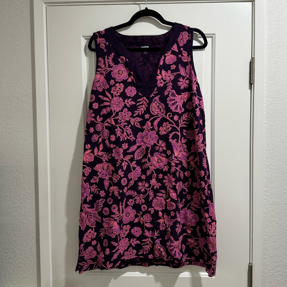 Lands' End Purple Floral Dress